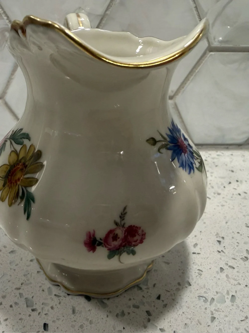 Royal York Madeleine Bridal Bouquet Pattern Creamer Milk Pitcher Germany Gold